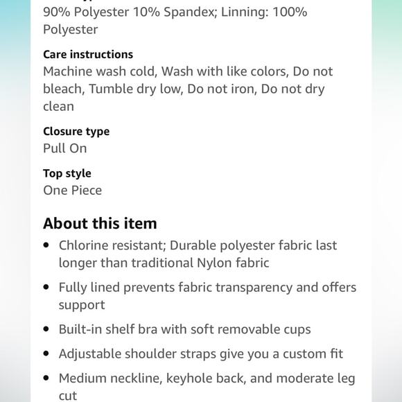 Baleaf Black Training Swimsuit Woman Size 32 Fly Back Adjustable Straps - Picture 11 of 12